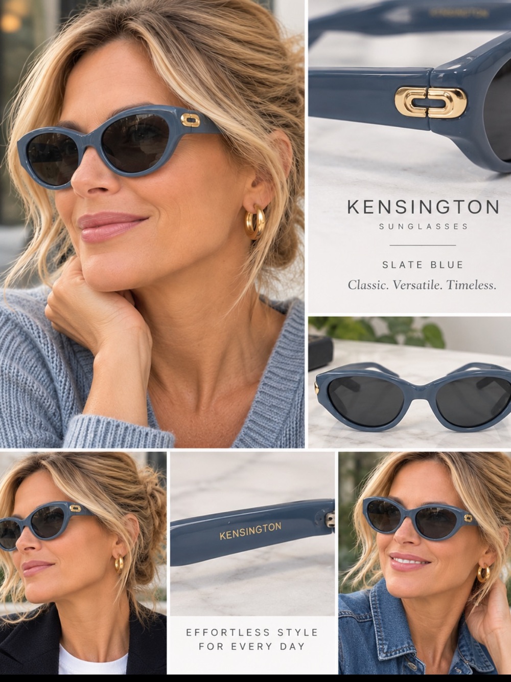 NWT-Kensington Slate Blue Cat-Eye Women’s Sunglasses